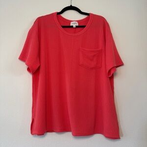 Andrée by Unit Coral Ribbed Oversized Top